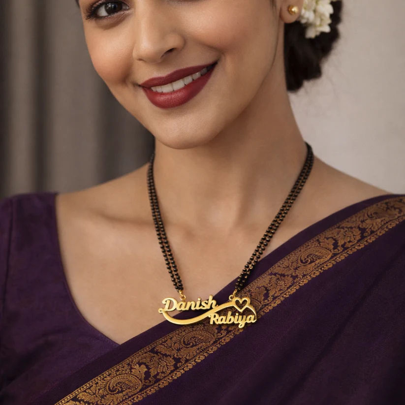 INZAVY Custom Infinity & Heart Dual Name Mangalsutra