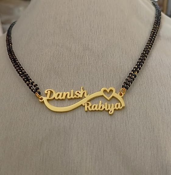 INZAVY Custom Infinity & Heart Dual Name Mangalsutra thumbnail 2