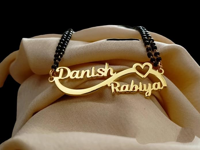 INZAVY Custom Infinity & Heart Dual Name Mangalsutra thumbnail 3