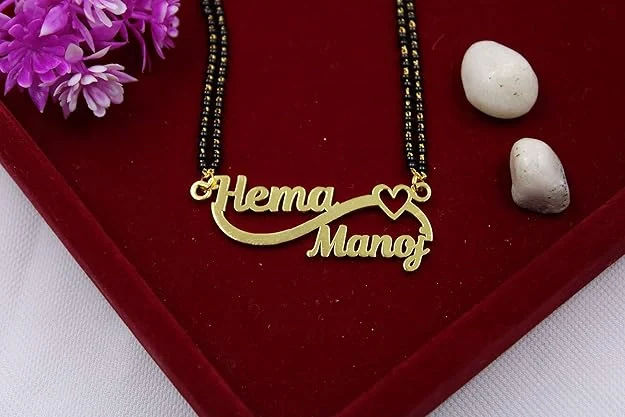 Custom Infinity & Heart Dual Name Mangalsutra - 6