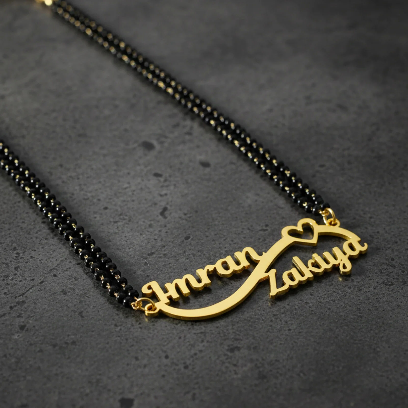 Custom Infinity & Heart Dual Name Mangalsutra - 8