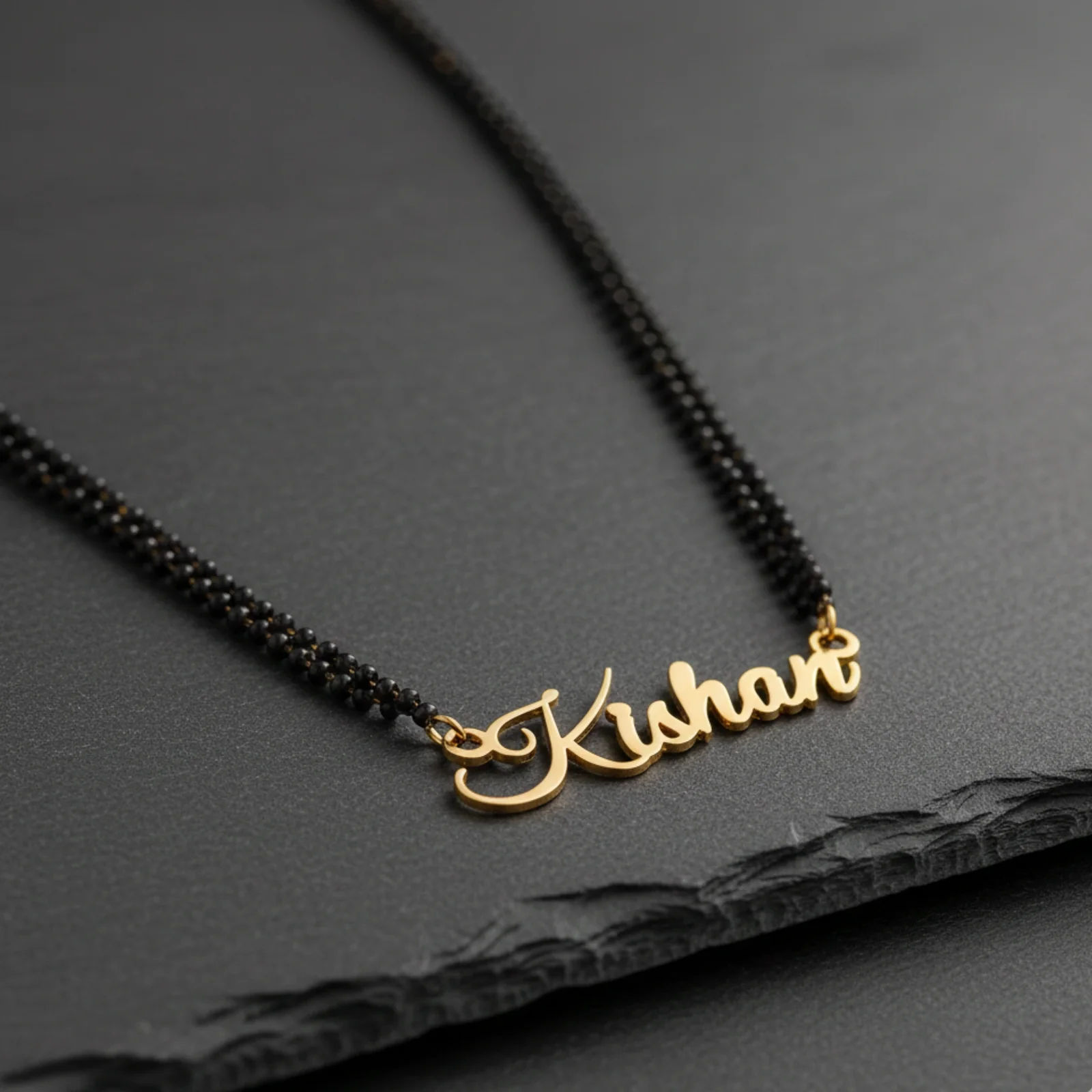 Bespoke Engraved Name Mangalsutra in Elegant Cursive Font for Daily Wear - 5