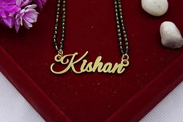 Bespoke Engraved Name Mangalsutra in Elegant Cursive Font for Daily Wear - 6
