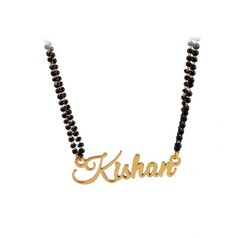 Bespoke Engraved Name Mangalsutra in Elegant Cursive Font for Daily Wear