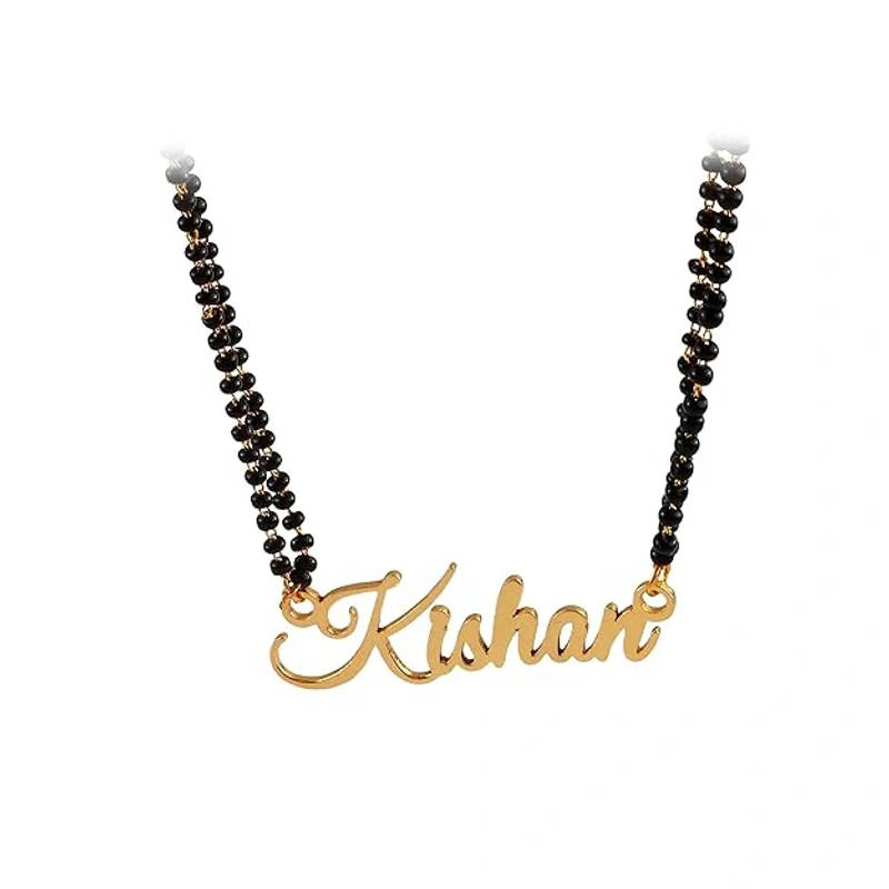 Bespoke Engraved Name Mangalsutra in Elegant Cursive Font for Daily Wear - 1