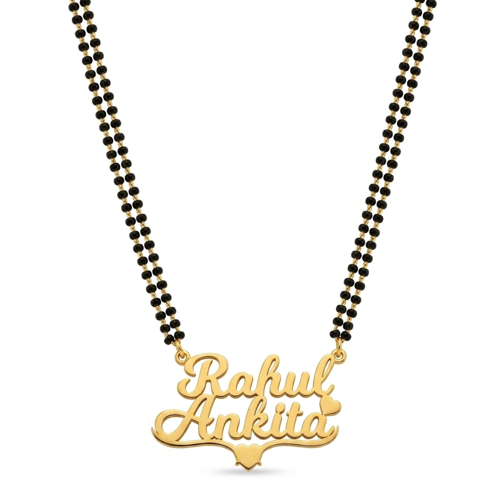Dual Name Mangalsutra with Heart Base Accent