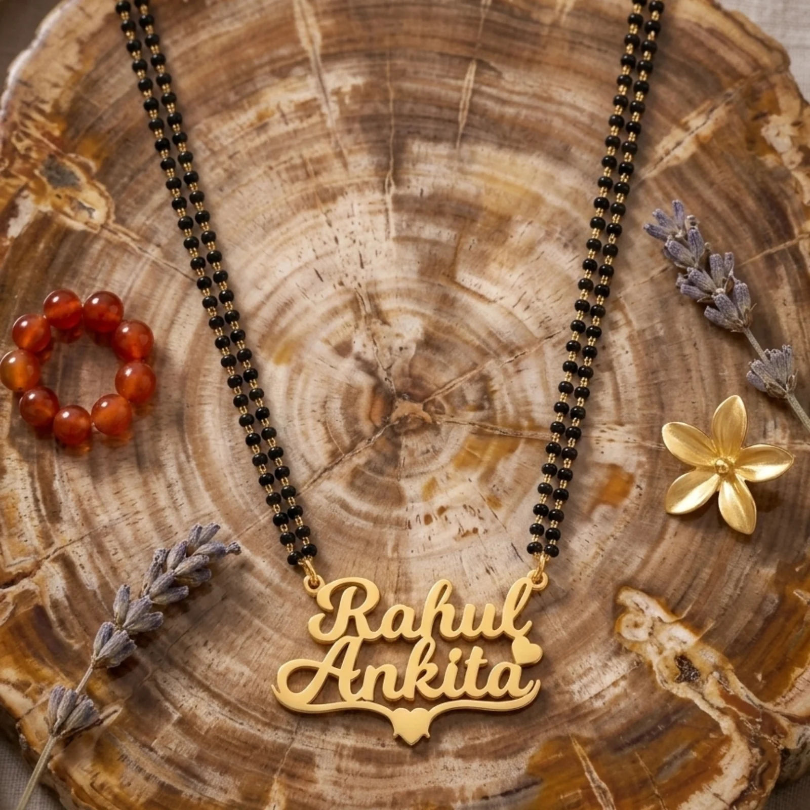 Dual Name Mangalsutra with Heart Base Accent - 5