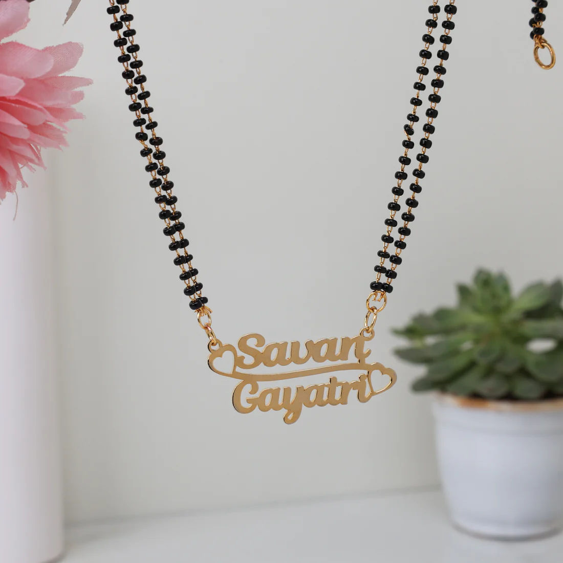 INZAVY Infinite Bond Custom Stacked Dual Name Mangalsutra