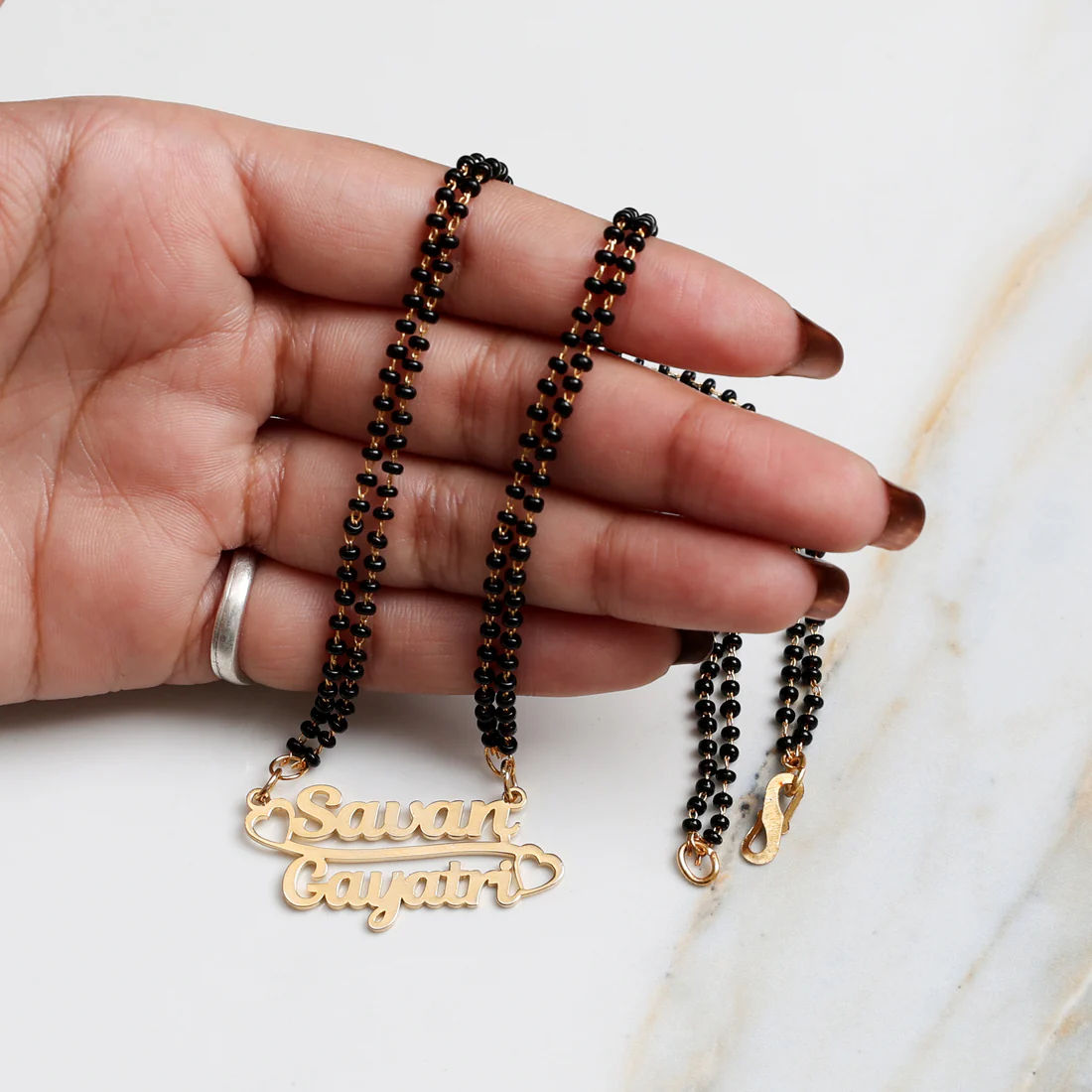 INZAVY Infinite Bond Custom Stacked Dual Name Mangalsutra thumbnail 2