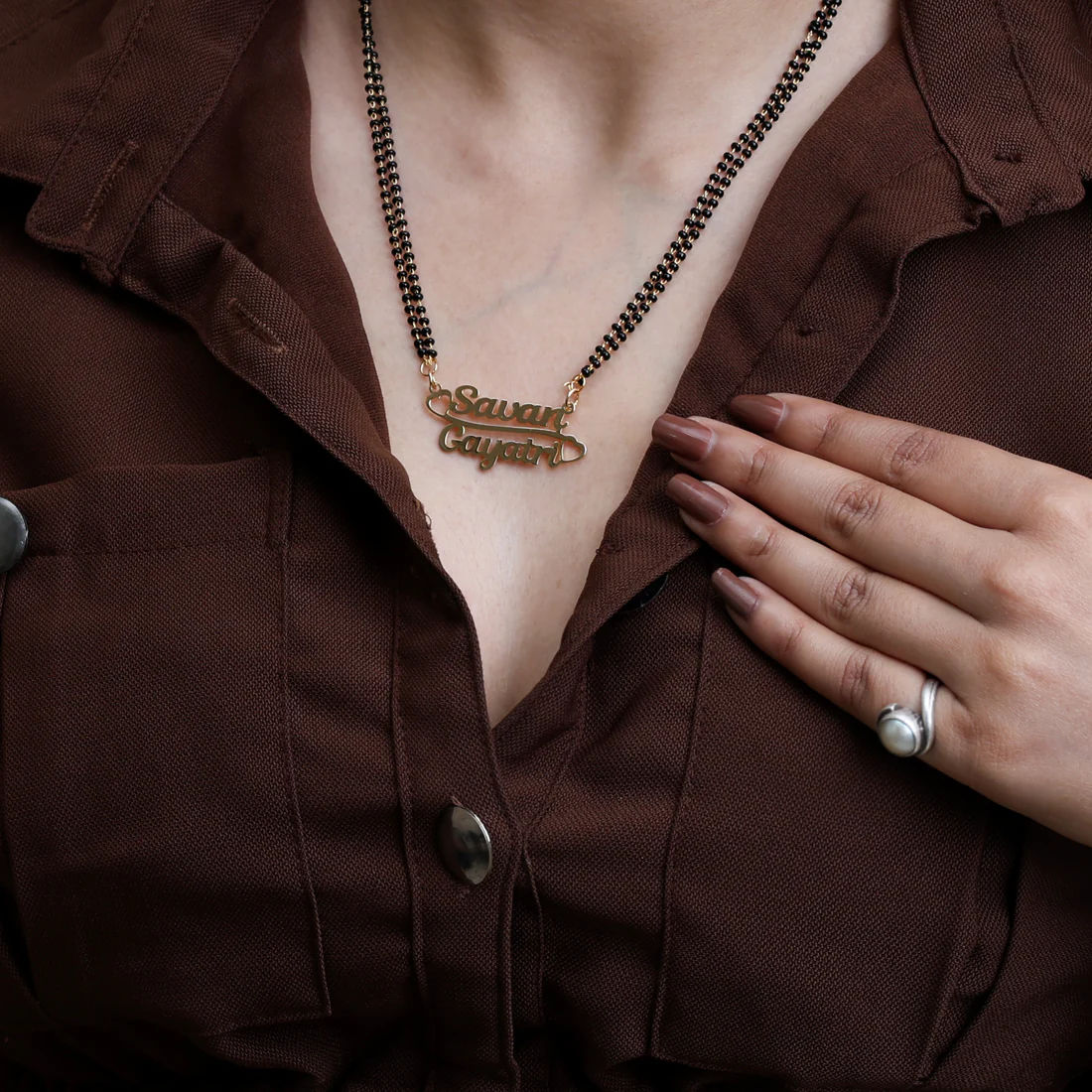 INZAVY Infinite Bond Custom Stacked Dual Name Mangalsutra thumbnail 3