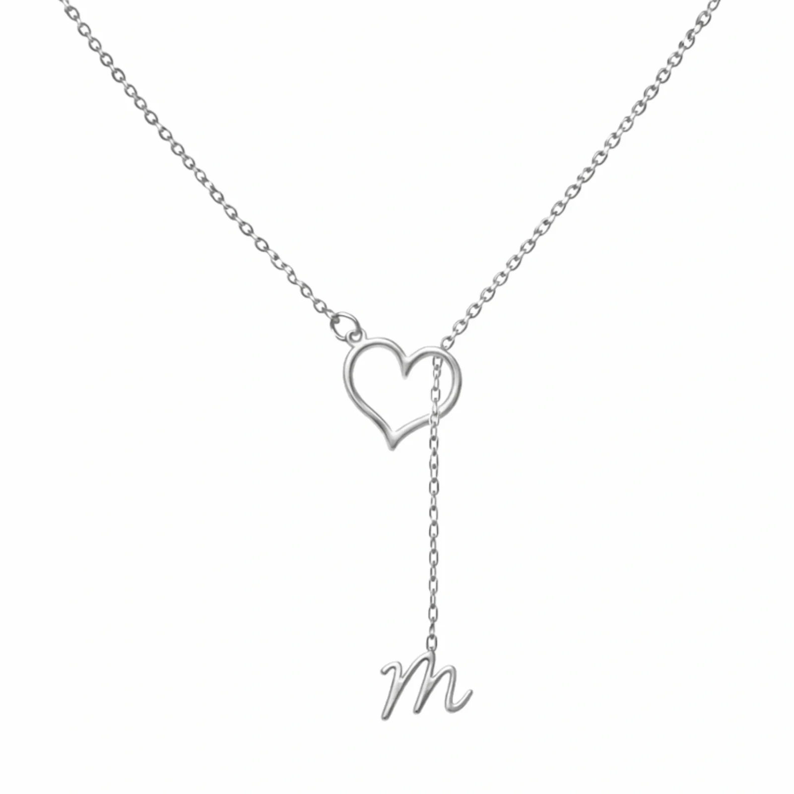 Personalized Heart & Initial Lariat Necklace - 2