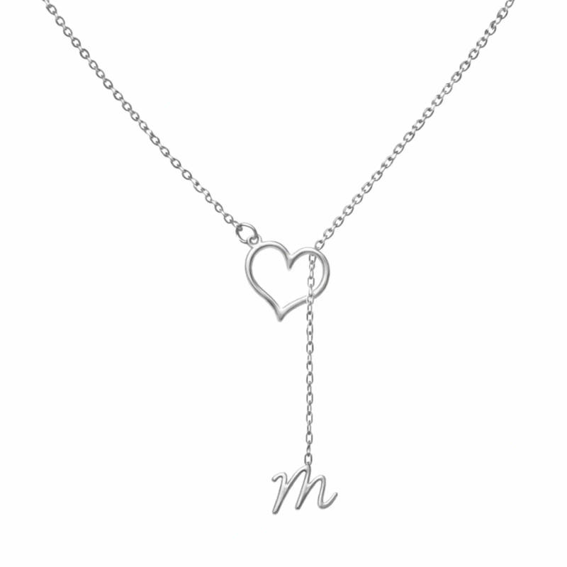 Personalized Heart & Initial Lariat Necklace - 2