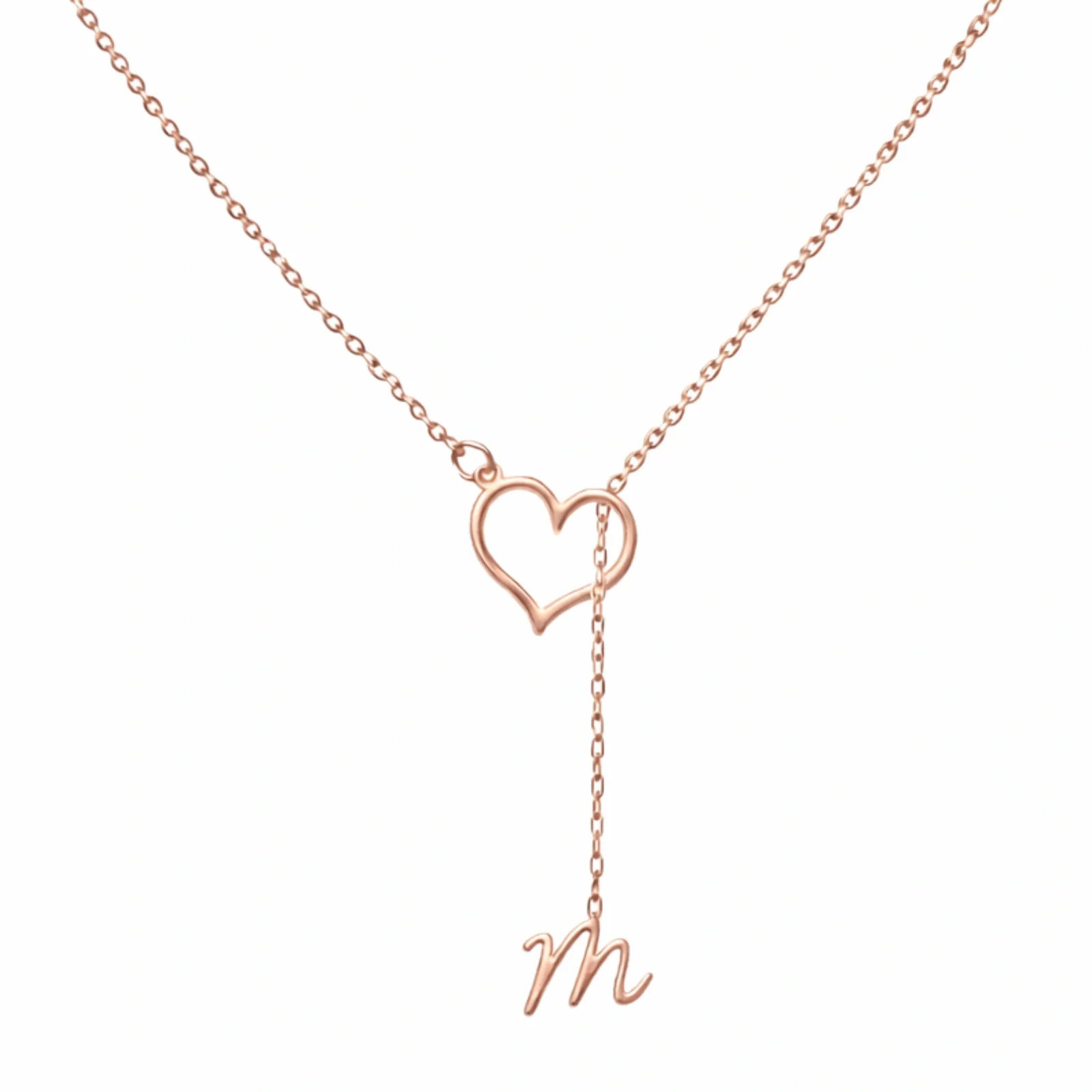 Personalized Heart & Initial Lariat Necklace - 3