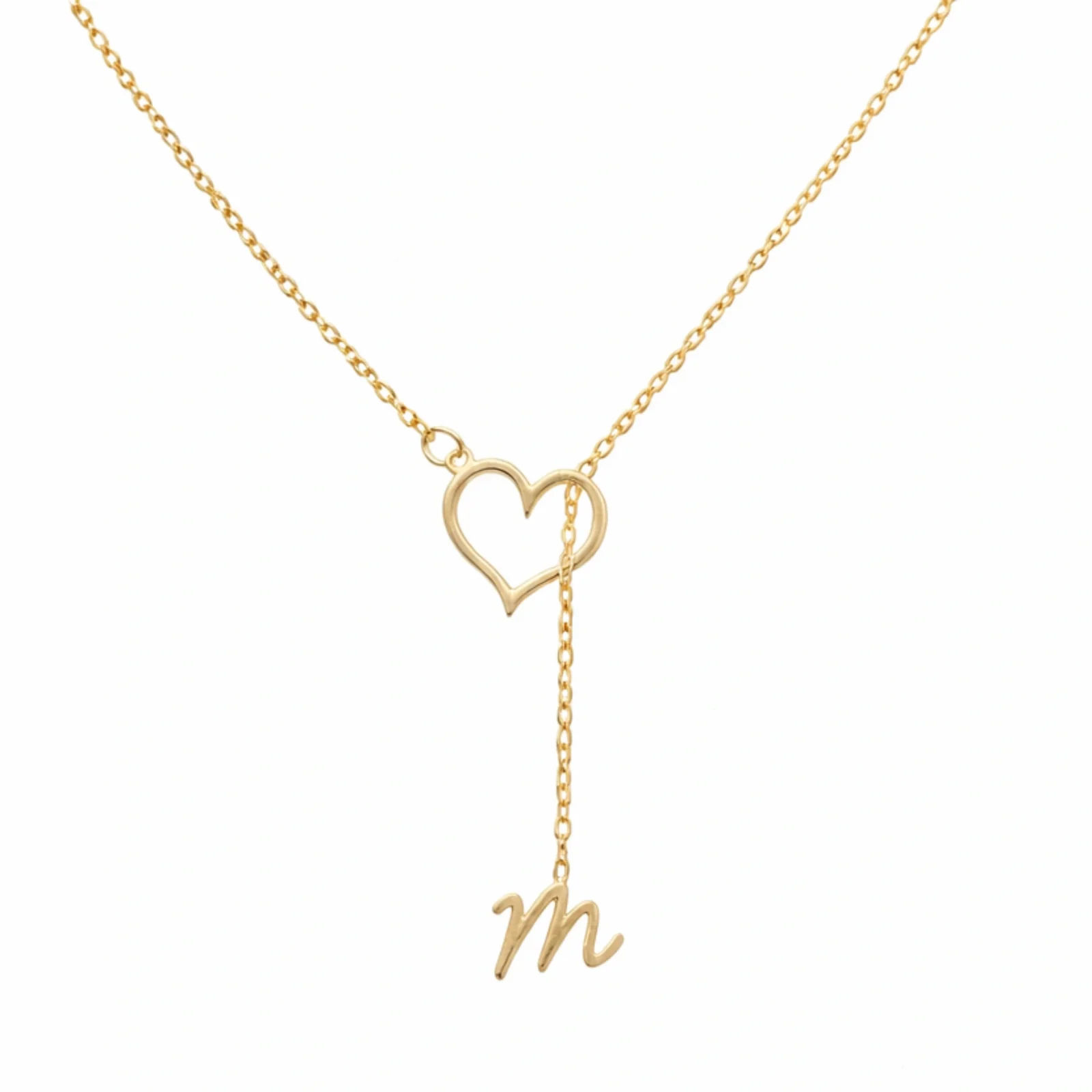 Personalized Heart & Initial Lariat Necklace