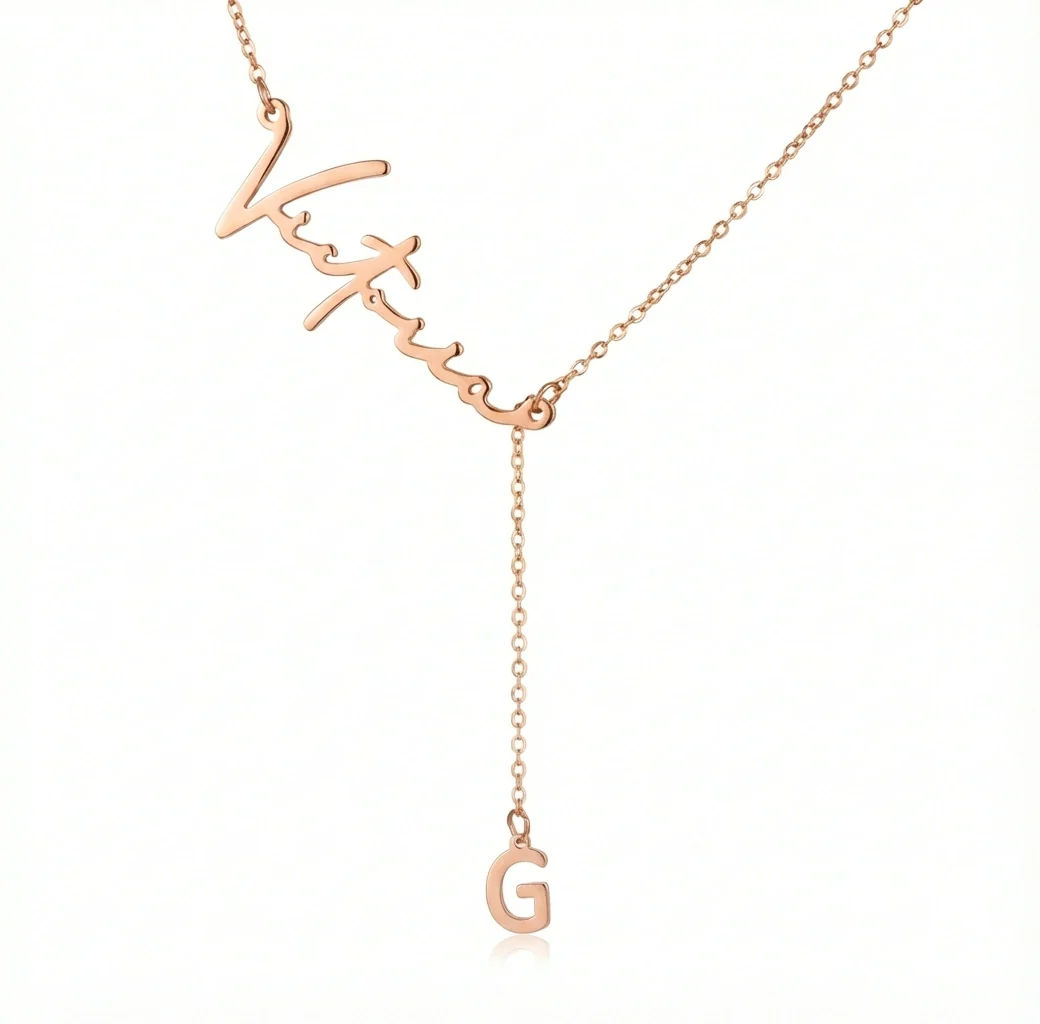 Customised Name Necklace with Hanging Initial Letter - 3