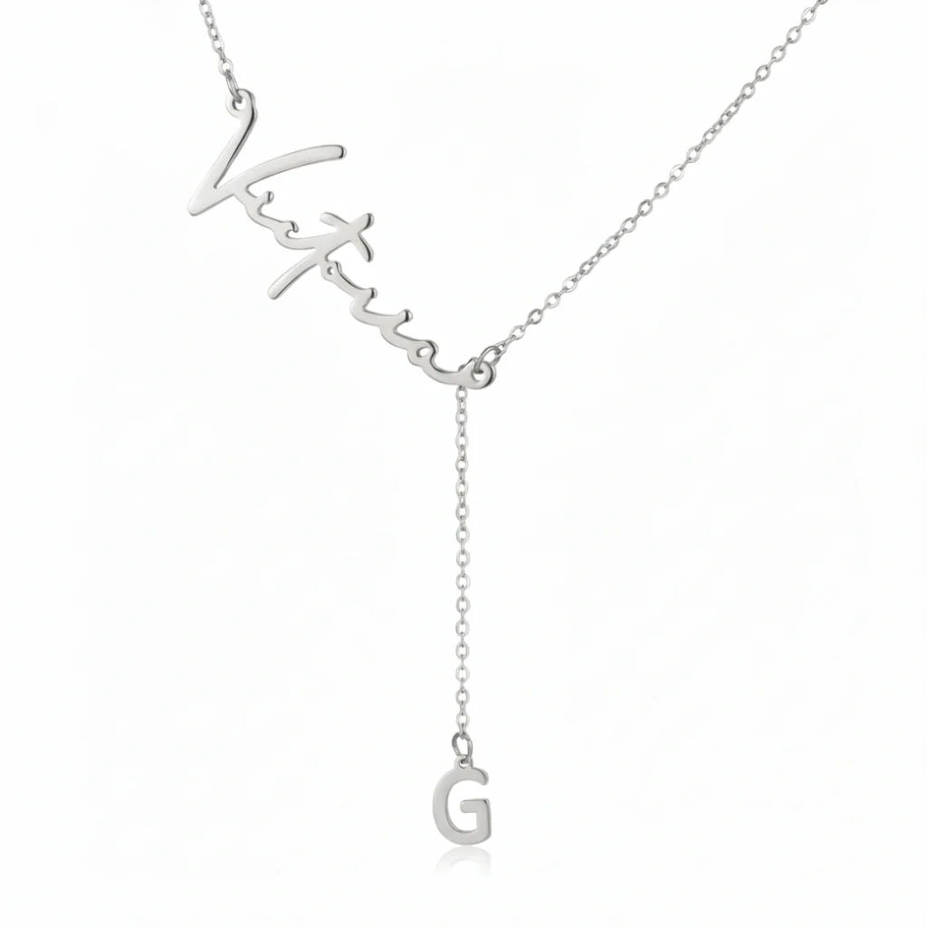 Customised Name Necklace with Hanging Initial Letter - 2