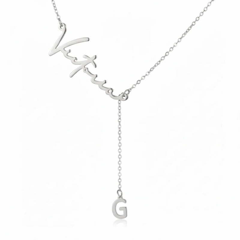 Customised Name Necklace with Hanging Initial Letter - 2