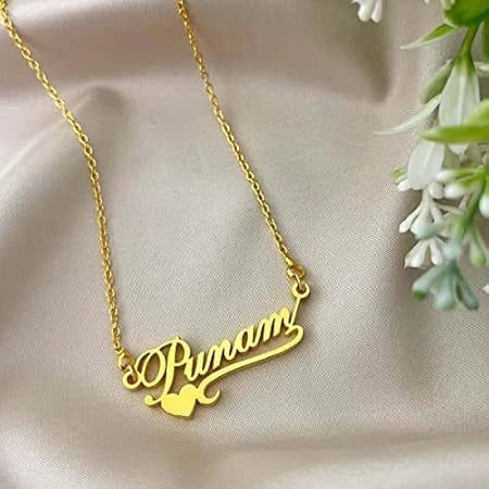 Personalised Heart Lined Cursive Nameplate Pendant for Women - 5