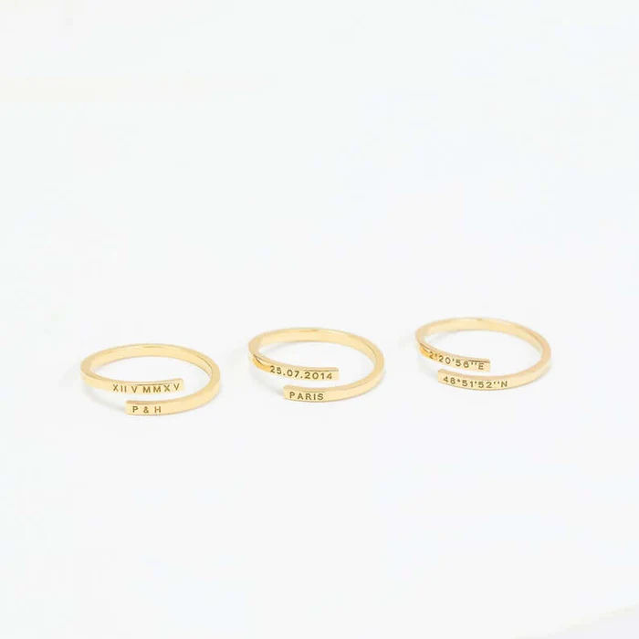Inzavy Personalized Engraved Name & Date Wrap Ring thumbnail 2