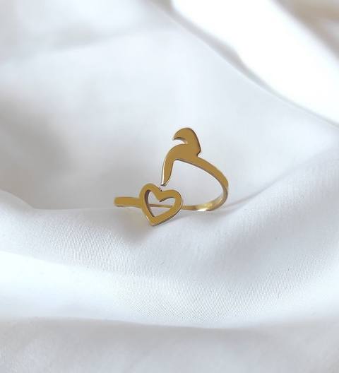 Initial And Open Heart Wrap Ring With Adjustable Band