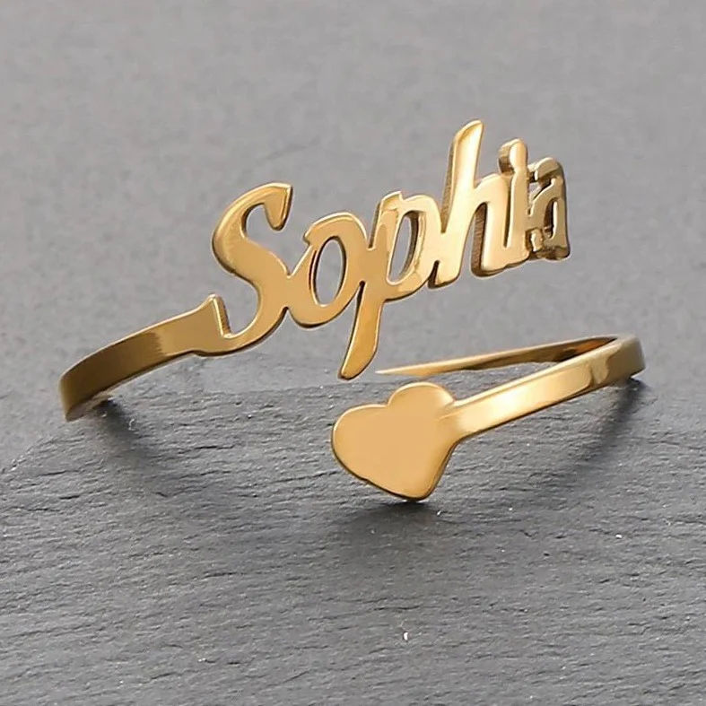 Inzavy Personalized Script Name Ring with Heart Detail thumbnail 2