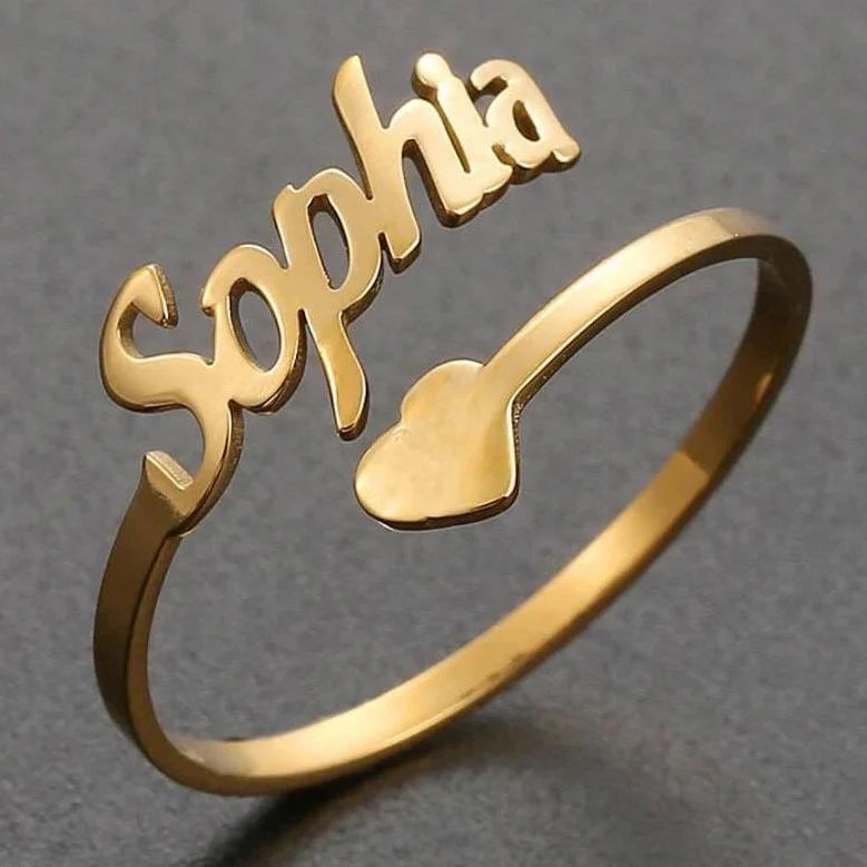 Inzavy Personalized Script Name Ring with Heart Detail thumbnail 3