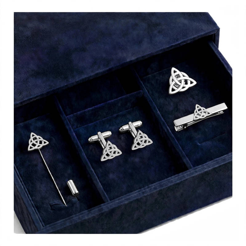 Celtic Knot Trinity Triquetra Formal Accessories Set - Silver - 3