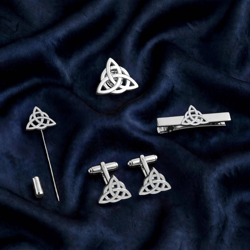 Celtic Knot Trinity Triquetra Formal Accessories Set - Gold - 11