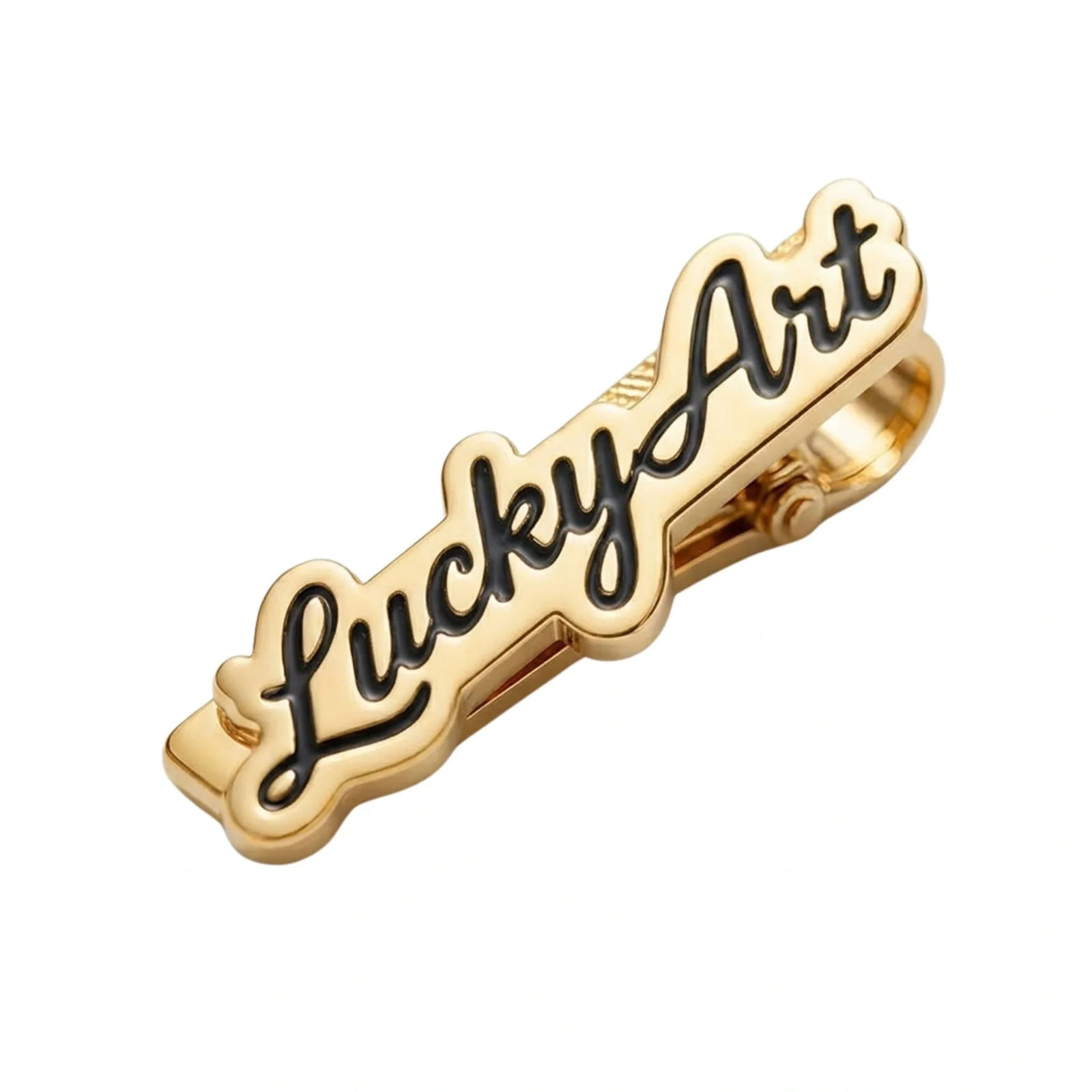 Bespoke Custom Name Tie Pin with Stylish Black Script Outline