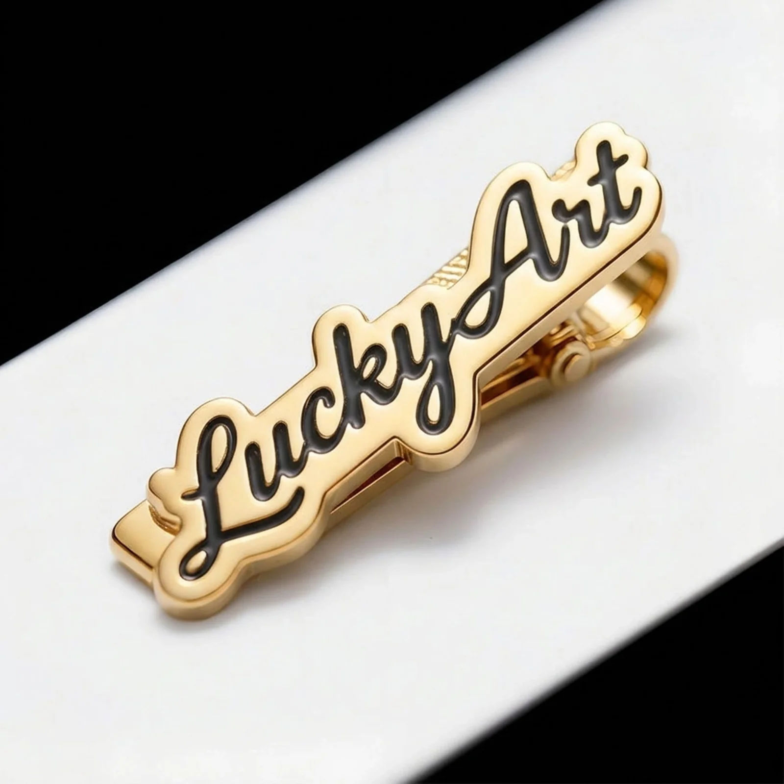 Bespoke Custom Name Tie Pin with Stylish Black Script Outline - 5