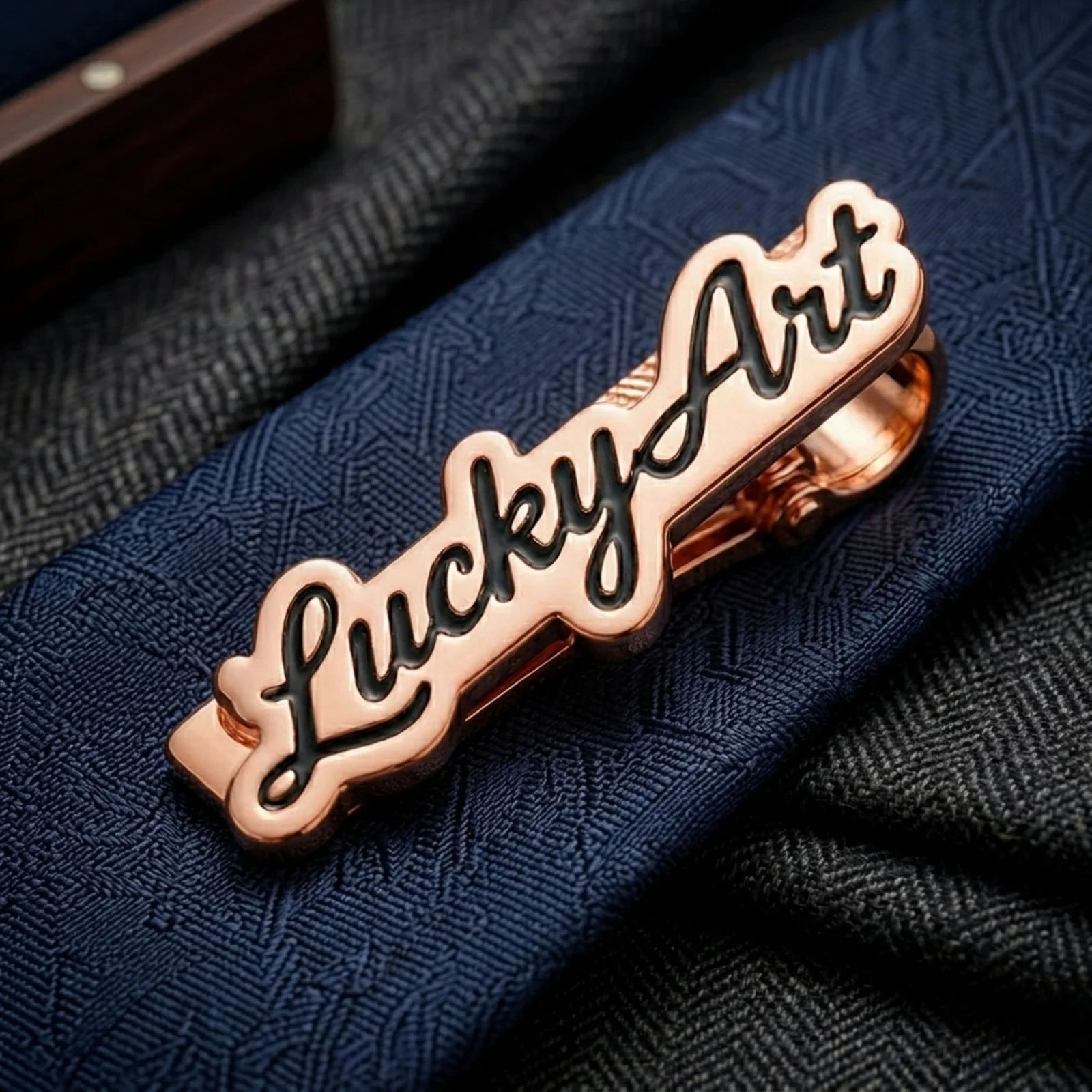 Bespoke Custom Name Tie Pin with Stylish Black Script Outline - 4