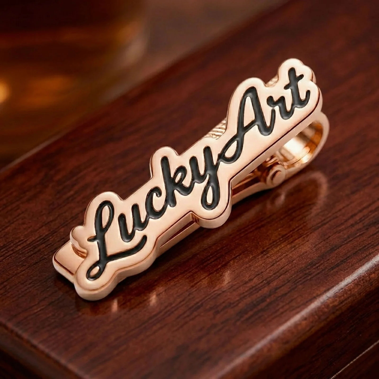 Bespoke Custom Name Tie Pin with Stylish Black Script Outline - 8