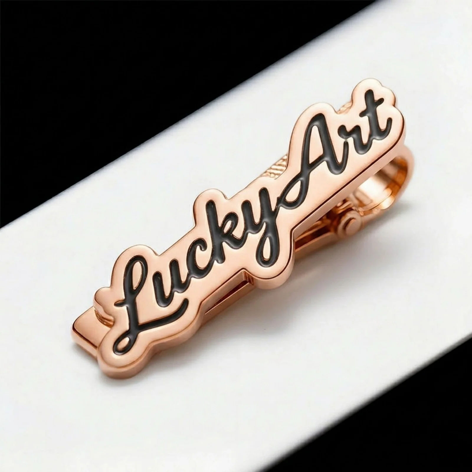 Bespoke Custom Name Tie Pin with Stylish Black Script Outline - 9