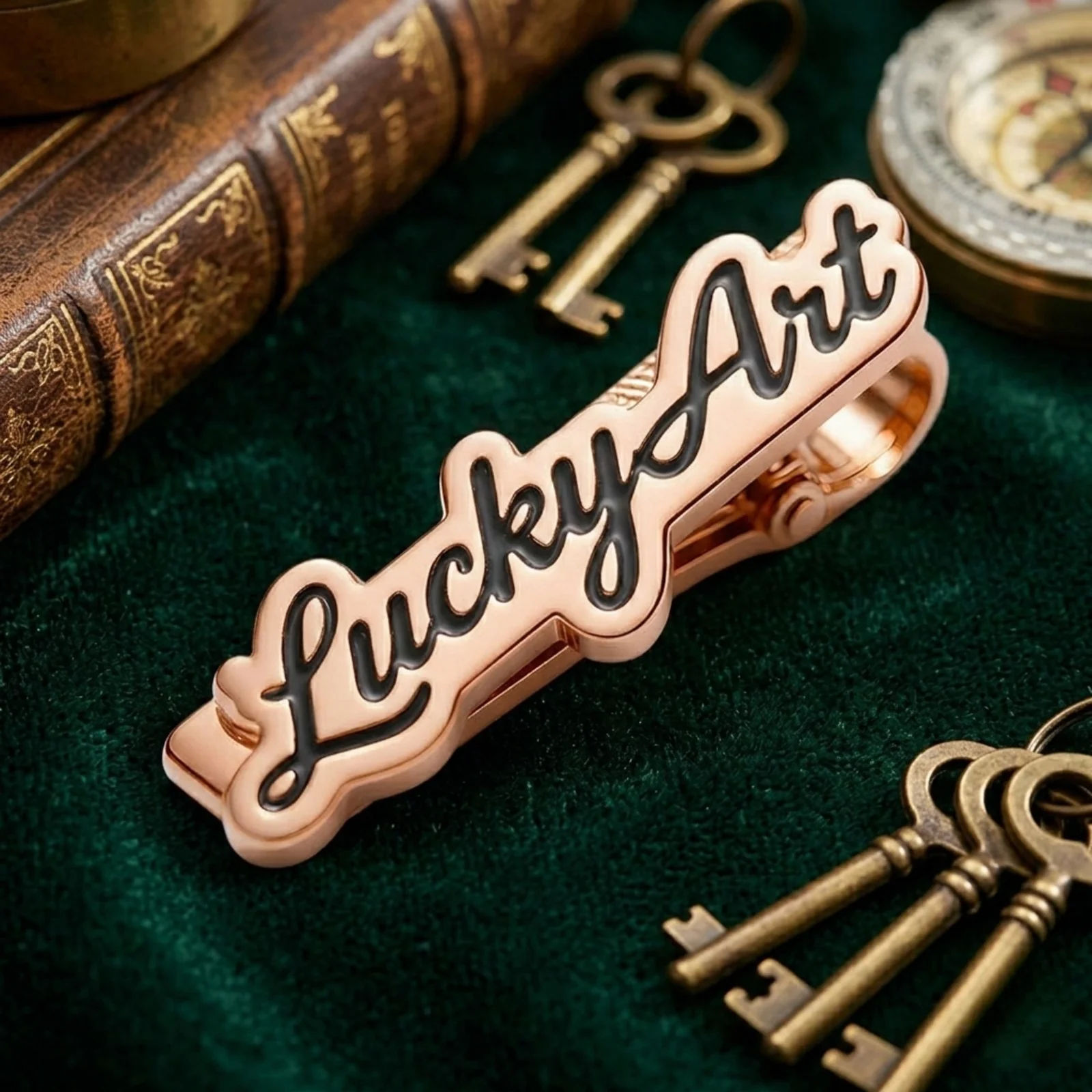 Bespoke Custom Name Tie Pin with Stylish Black Script Outline - 6