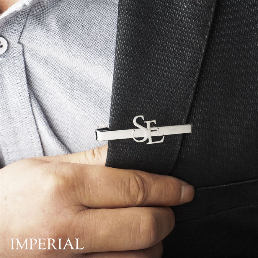 The Imperial Monogram – Custom Bold Serif Initial Tie Clip