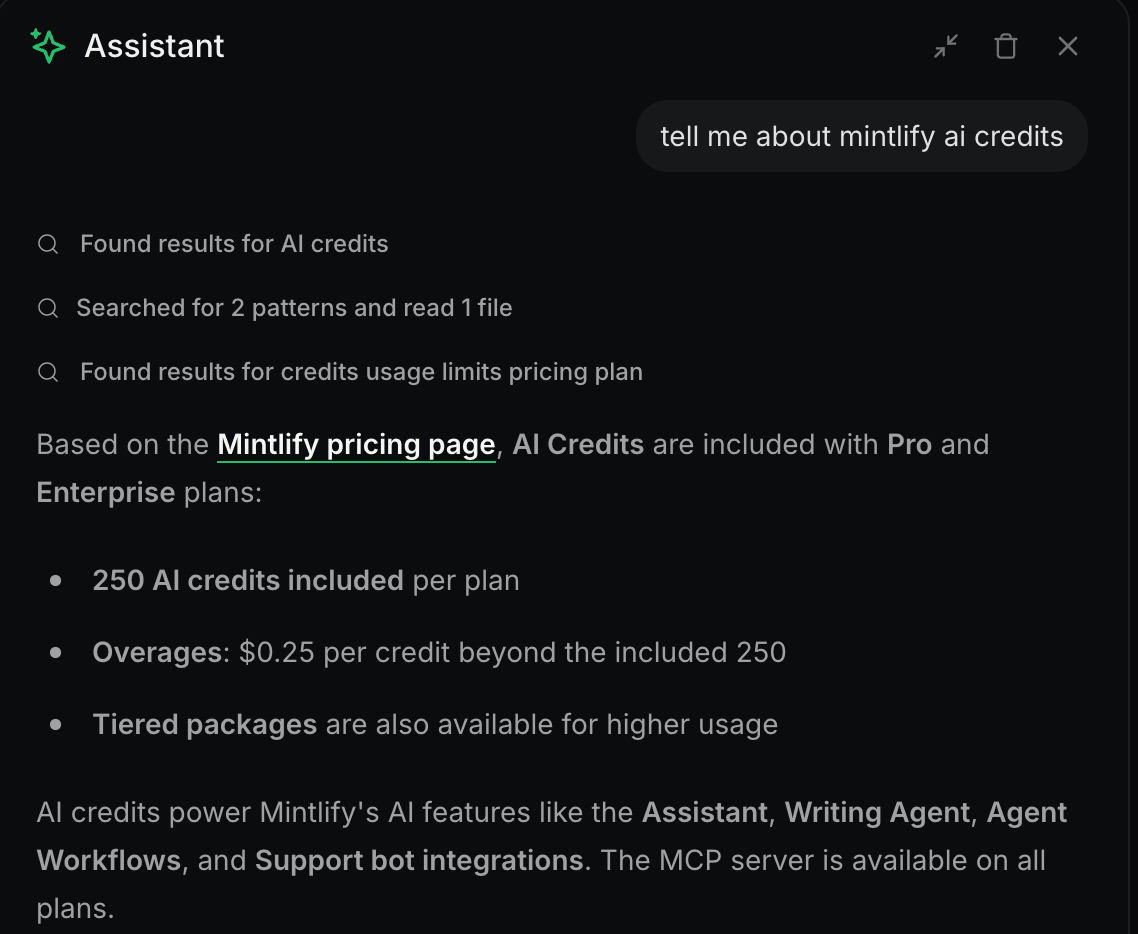 mintlify ai credits