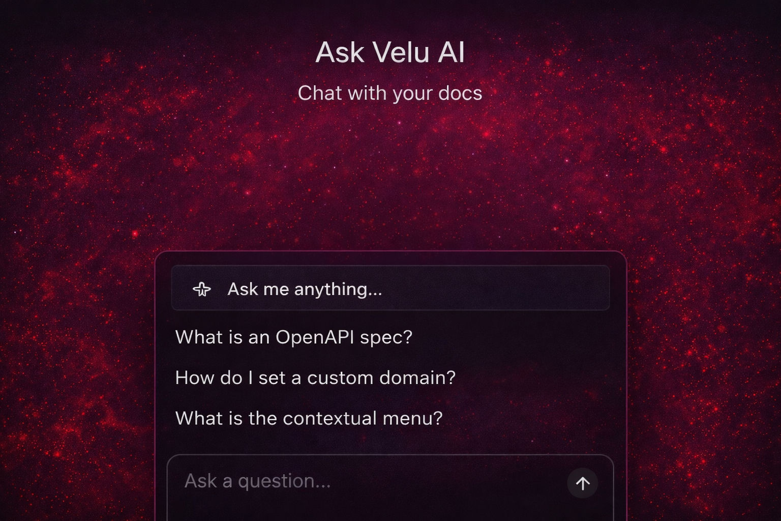 Ask Velu interface preview