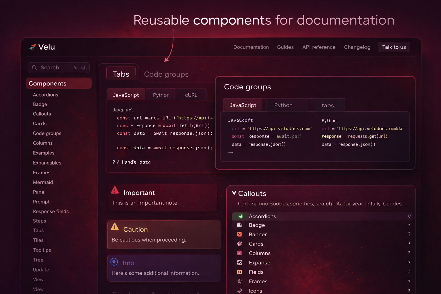 Velu components preview