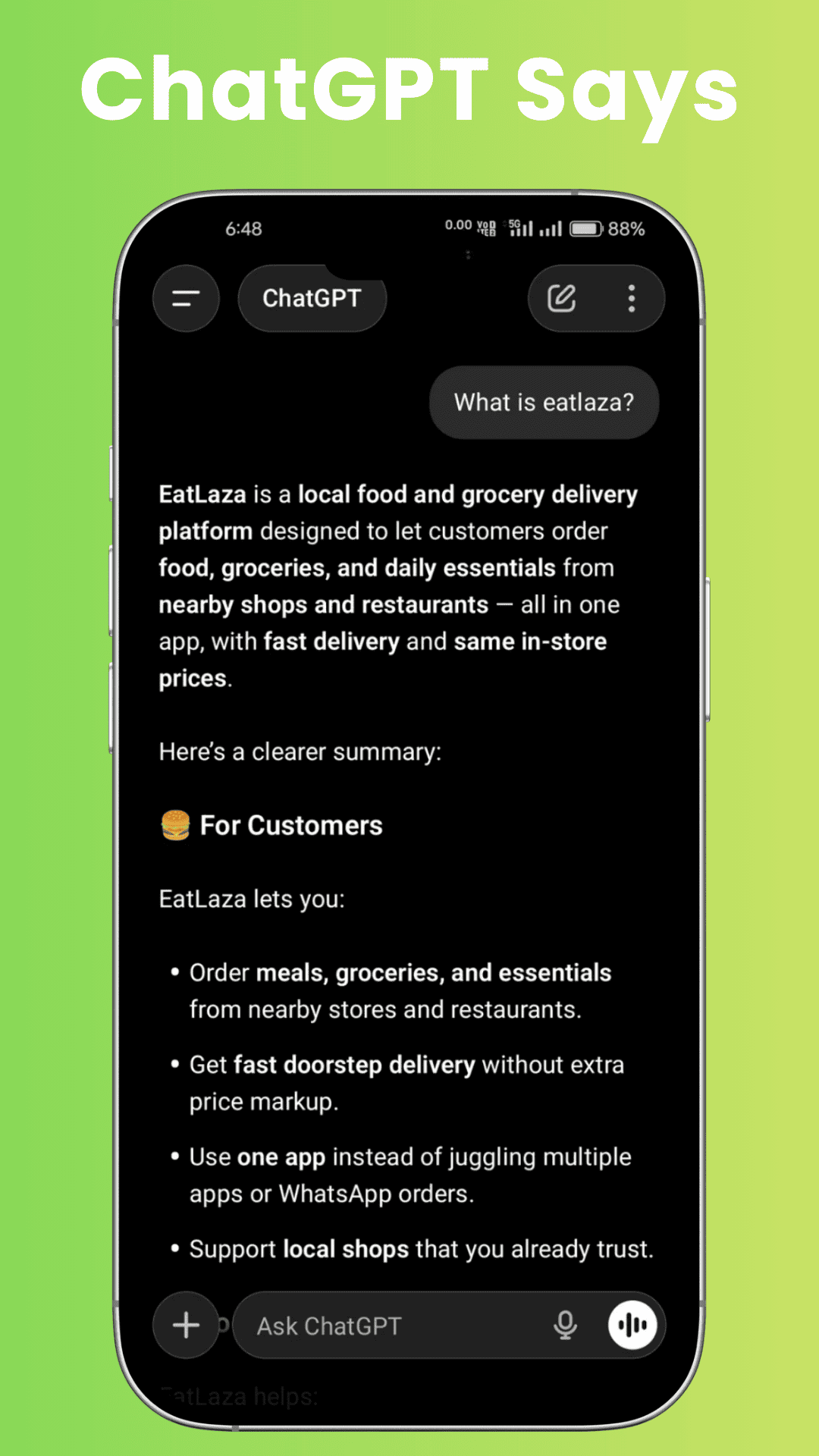 chatgpt about eatlaza