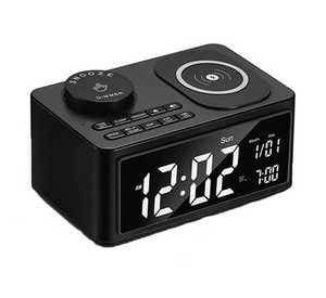 Wireless Charger Bluetooth Speaker Dual Alarm Clock  With LED Display