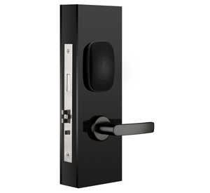 Matt black RFID door lock with black handle

