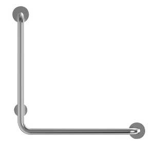 Silver L-shaped handicap grab bar with satin finish 