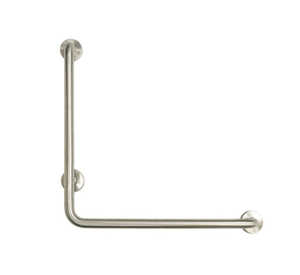 Silver L-shaped handicap grab bar with satin finish 