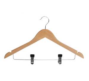 Cherry Wood Normal cloth hanger with 2 clips
