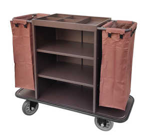 Brown Housekeeping Service Cleaning Trolley Metal
