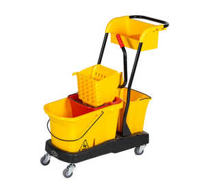 Heavy Duty Plastic Mop Bucket With Wringer/ Floor Cleaning Trolley On Wheels 