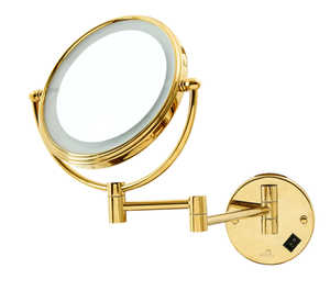 Gold wall mounted magnifying mirror with LED Light 