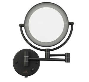 Matt black magnifying mirror with white LED