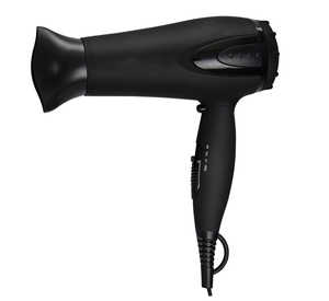 Black 1800-2200W ABS Foldable Hair Dryer 