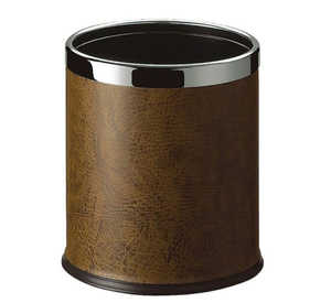 Brown round room dustbin with open top